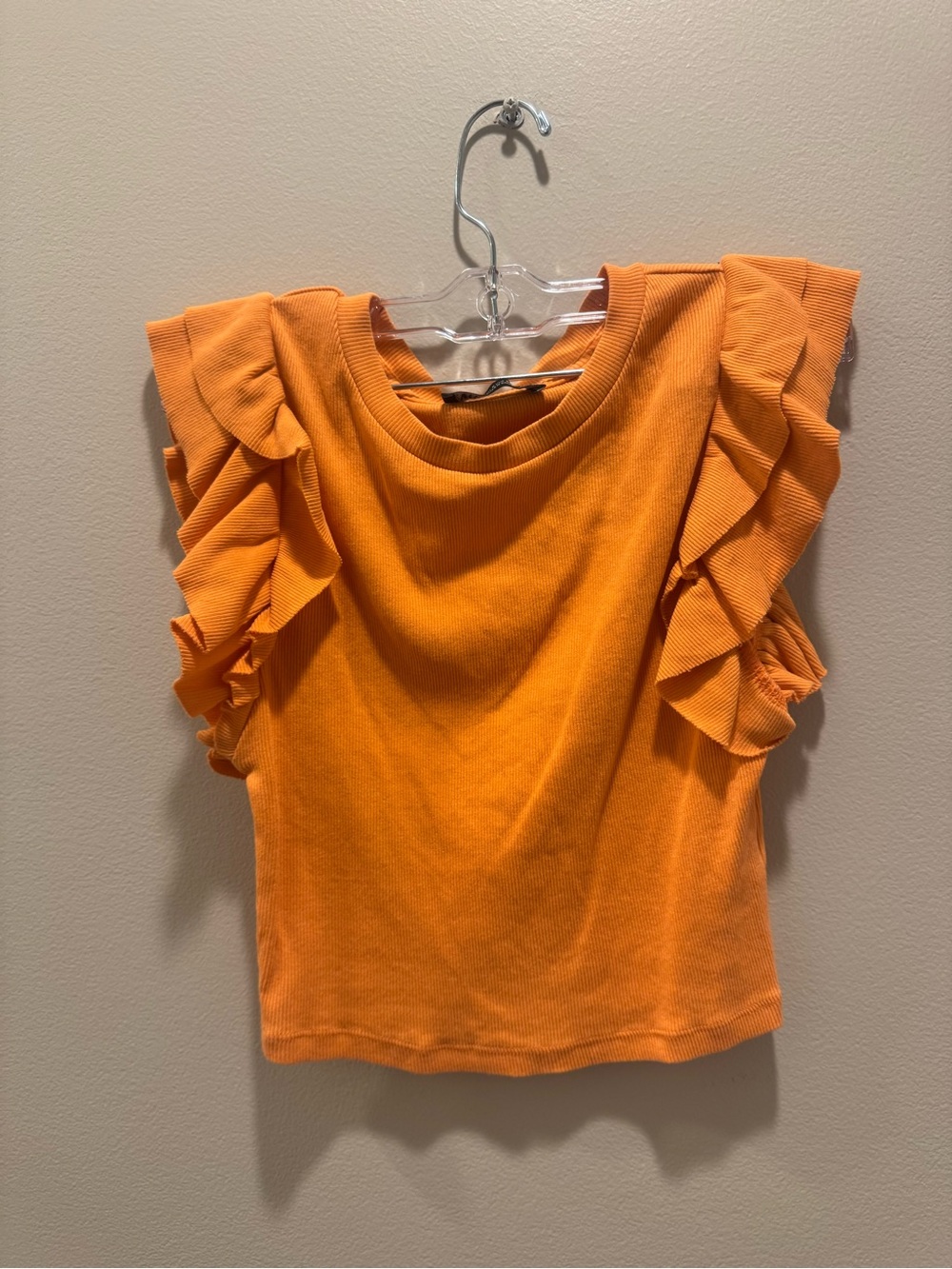Zara Vibrant Orange Ribbed Knit Top